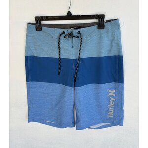 Hurley Mens Striped Boardshorts Size 30 Blue Gradient Quick-Dry With Pocket